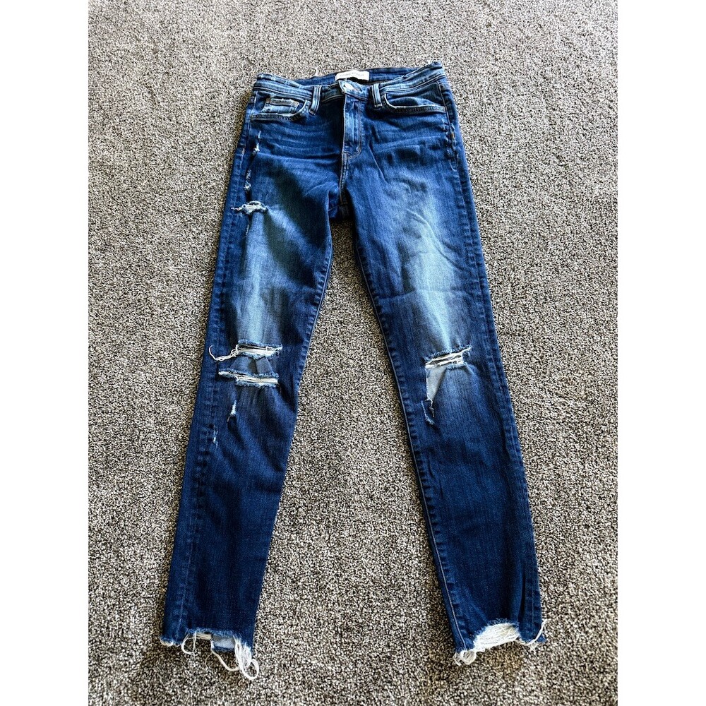 Flying Monkey Platinum Jeans Womens Size 28 Dark Wash Distressed Skinny